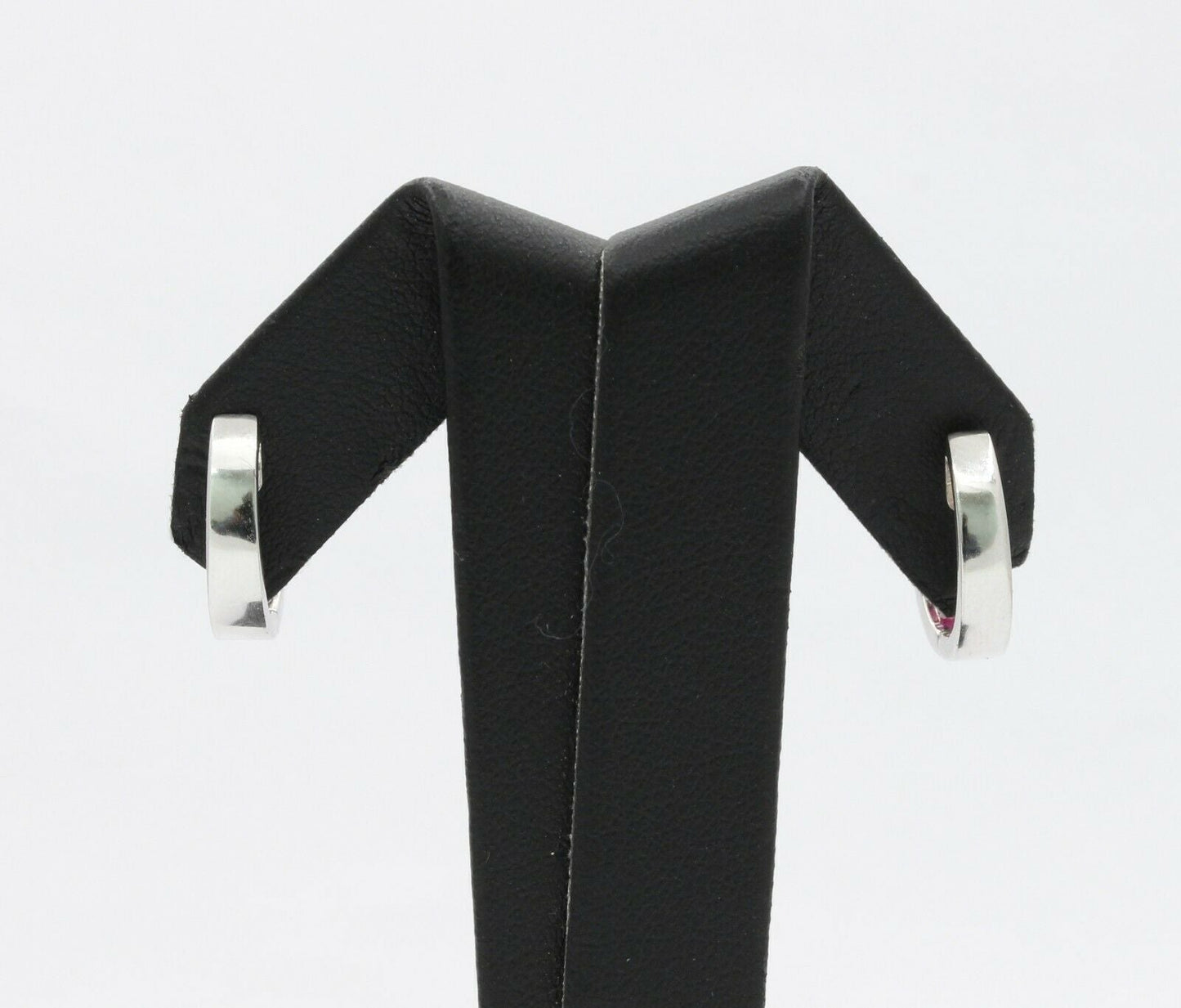 18K White Gold Diamond, Natural Ruby Huggie Earrings