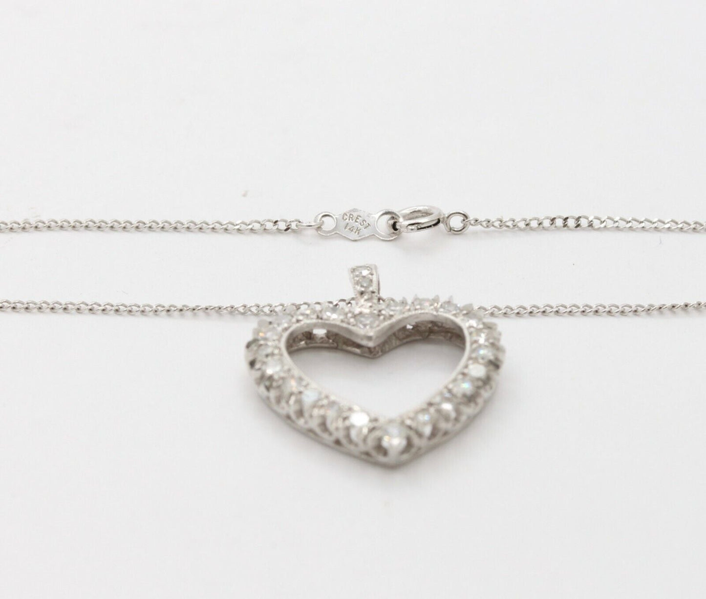 14K White Gold Diamond Heart Pendant