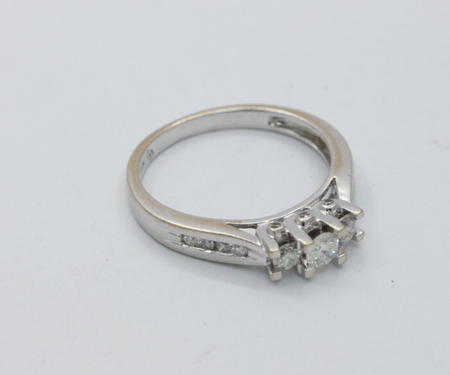14K White Gold Three Diamond Engagement Ring