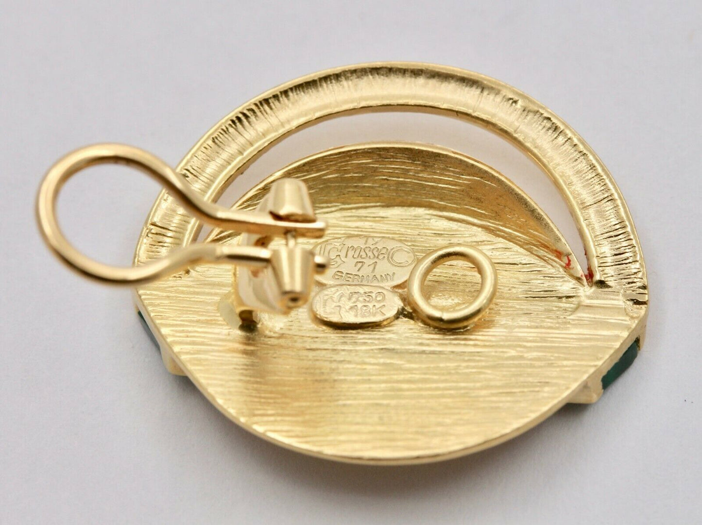 1970's 18K Yellow Gold Malachite Clip Earrings