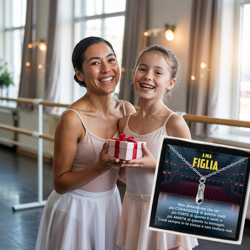 BalletGirl™: Scarpetta da Balletto Argento con dedica “A mia figlia”