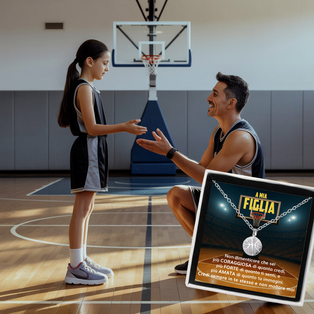 BasketGirl™ Collana palla da Basket con dedica "A mia figlia"