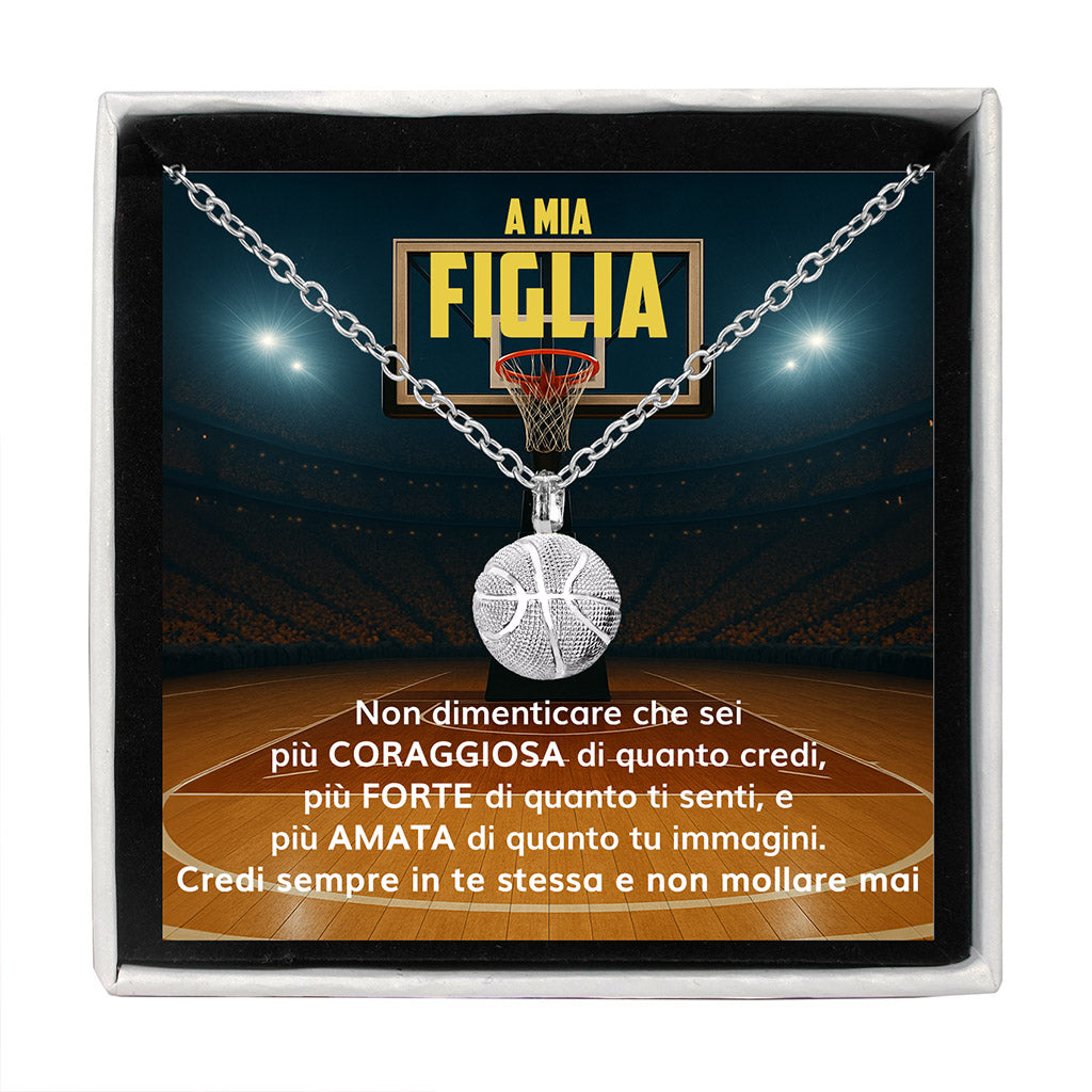 BasketGirl™ Collana palla da Basket con dedica "A mia figlia"