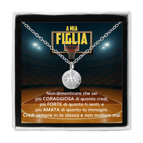 BasketGirl™ Collana palla da Basket con dedica "A mia figlia"