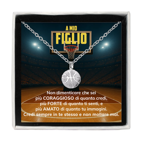 BasketBoy™ Collana palla da Basket con dedica "A mio figlio"