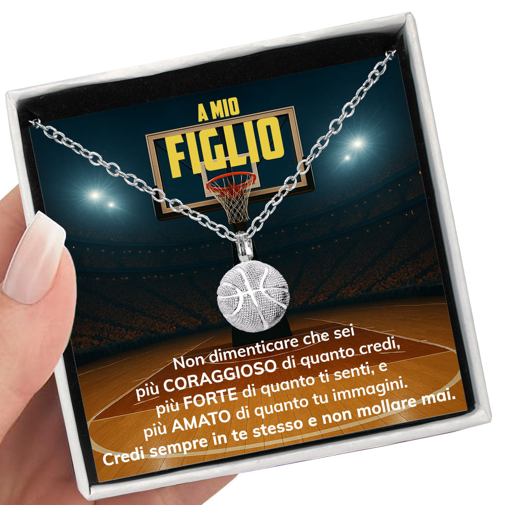 BasketBoy™ Collana palla da Basket con dedica "A mio figlio"