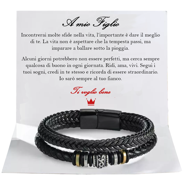 Bracciale in pelle "ti voglio bene per sempre" - Mamma e Figlio