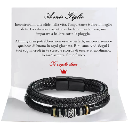Bracciale in pelle "ti voglio bene per sempre" - Mamma e Figlio