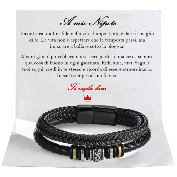 Bracciale in pelle "ti voglio bene per sempre" - Nonna e Nipote