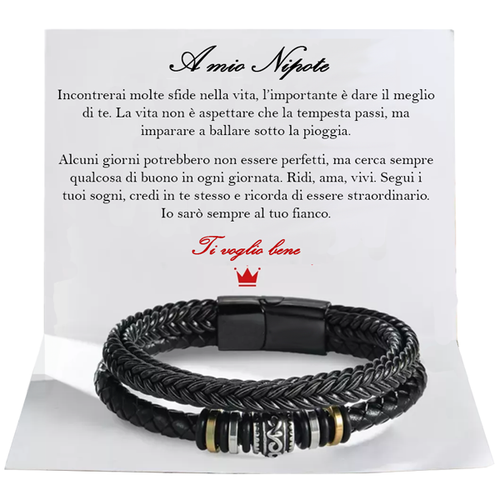 Bracciale in pelle "ti voglio bene per sempre" - Nonna e Nipote