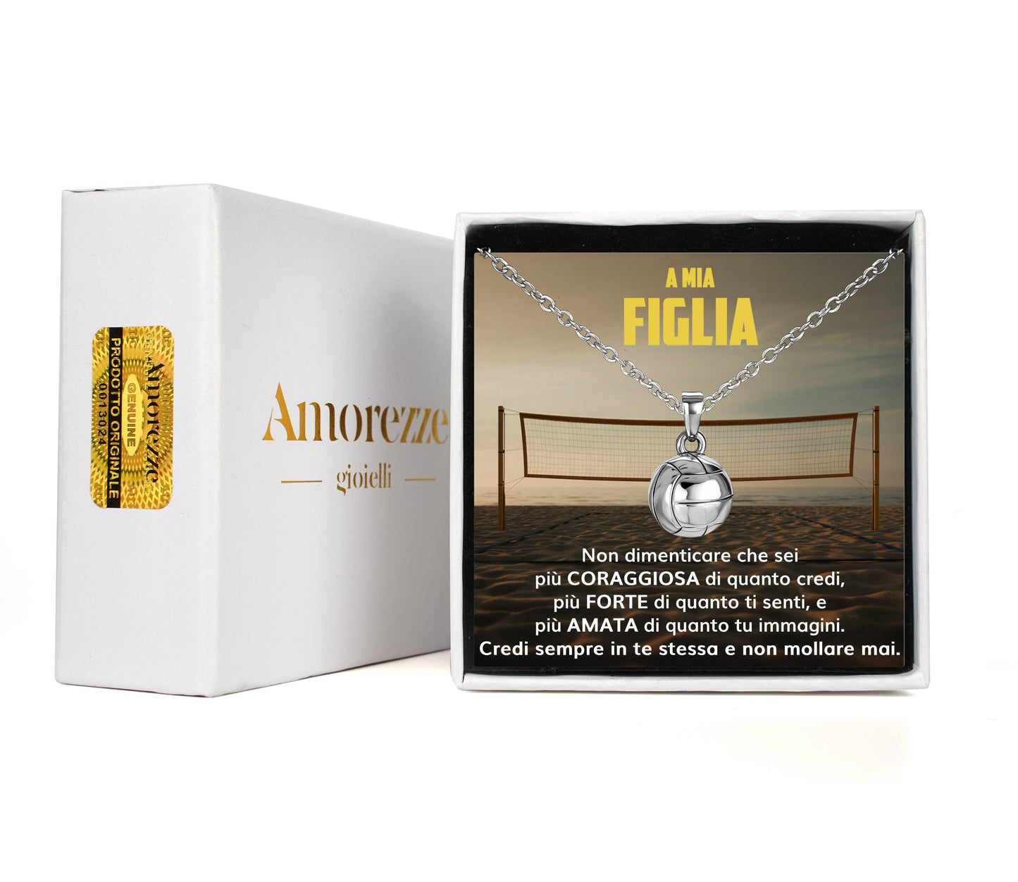 BeachGirl™ Collana palla da Beach Volley con dedica "A mia figlia"