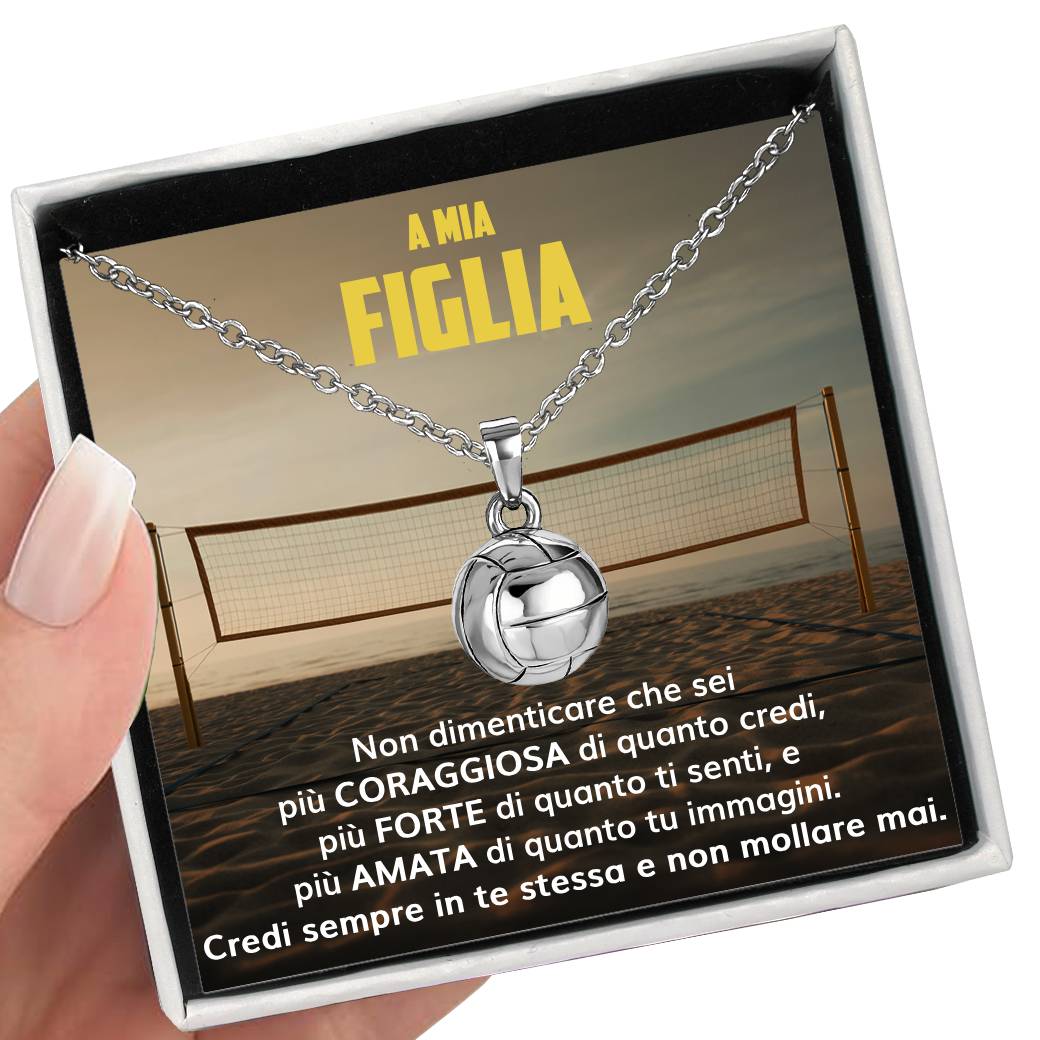BeachGirl™ Collana palla da Beach Volley con dedica "A mia figlia"