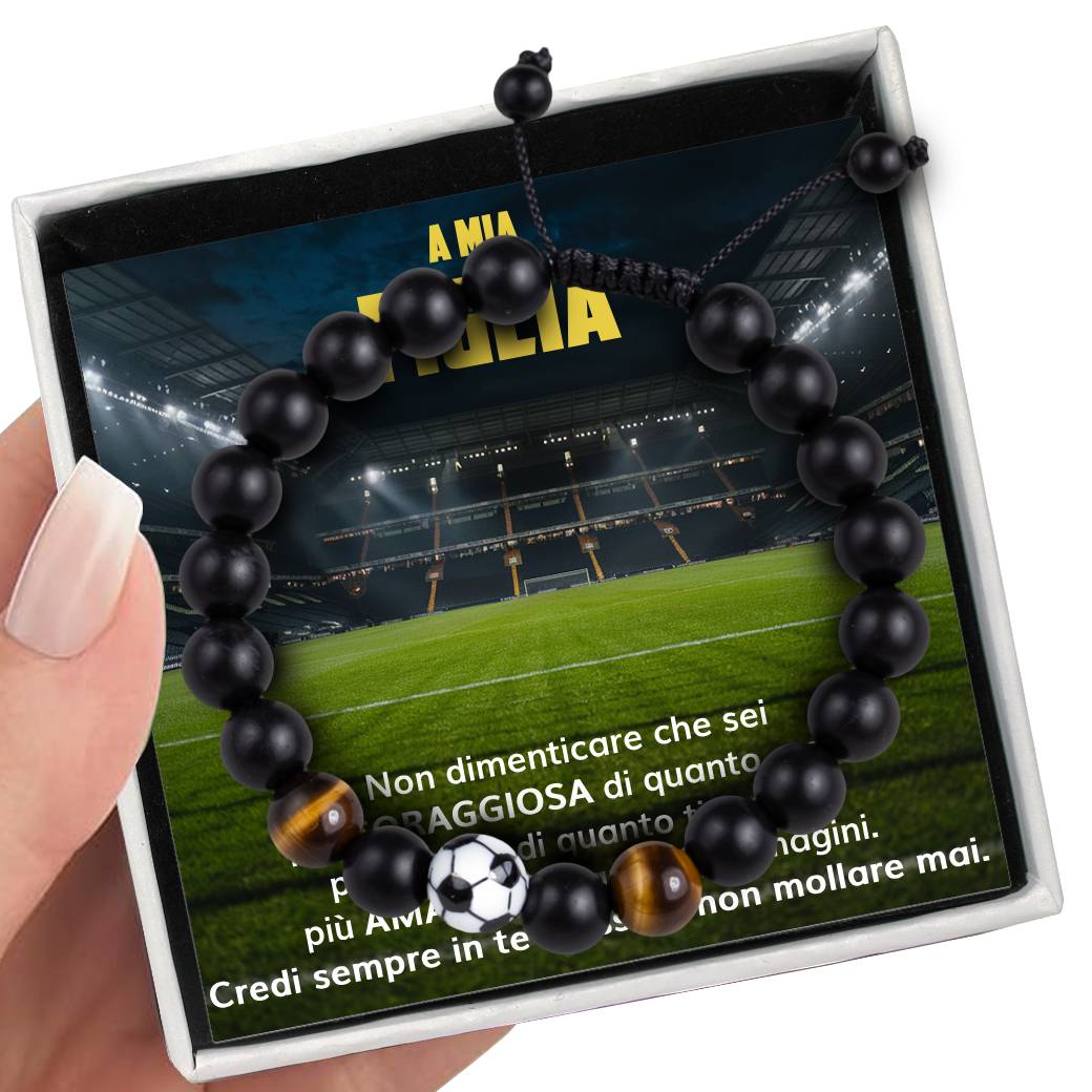 GoalGirl™ Bracciale regolabile pallone da Calcio con dedica "A mia figlia"