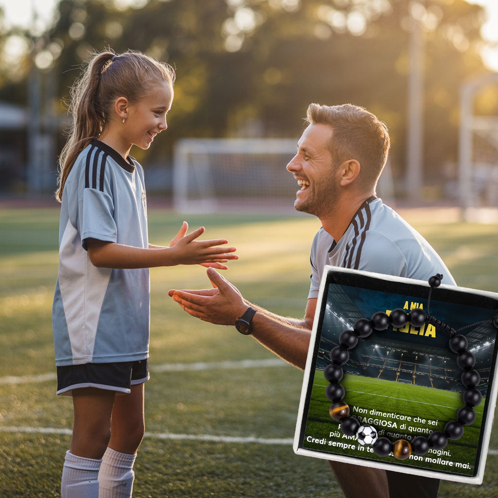 GoalGirl™ Bracciale regolabile pallone da Calcio con dedica "A mia figlia"