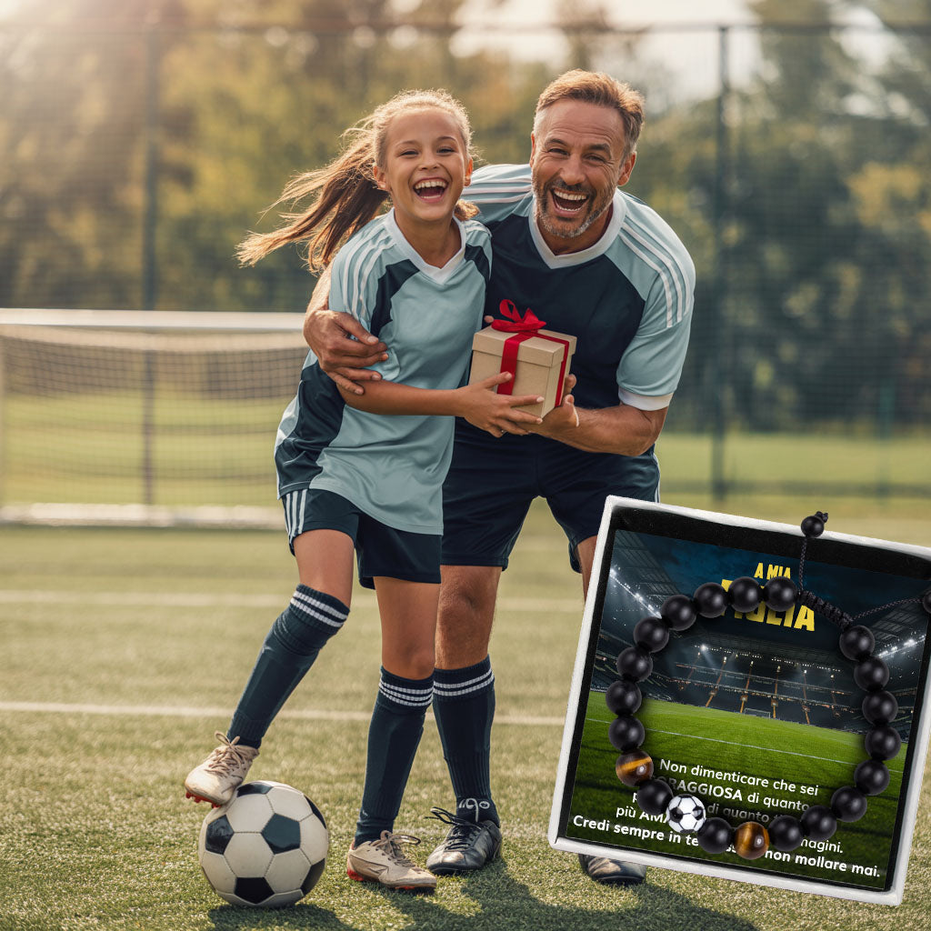 GoalGirl™ Bracciale regolabile pallone da Calcio con dedica "A mia figlia"