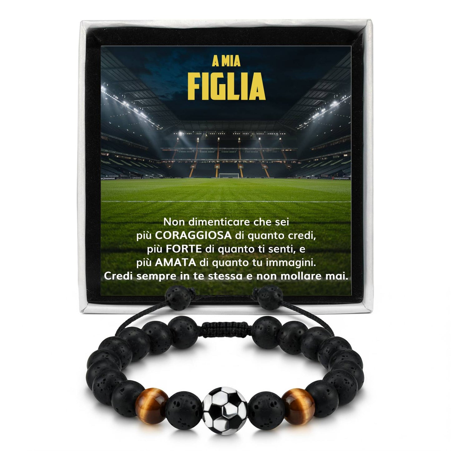 GoalGirl™ Bracciale regolabile pallone da Calcio con dedica "A mia figlia"