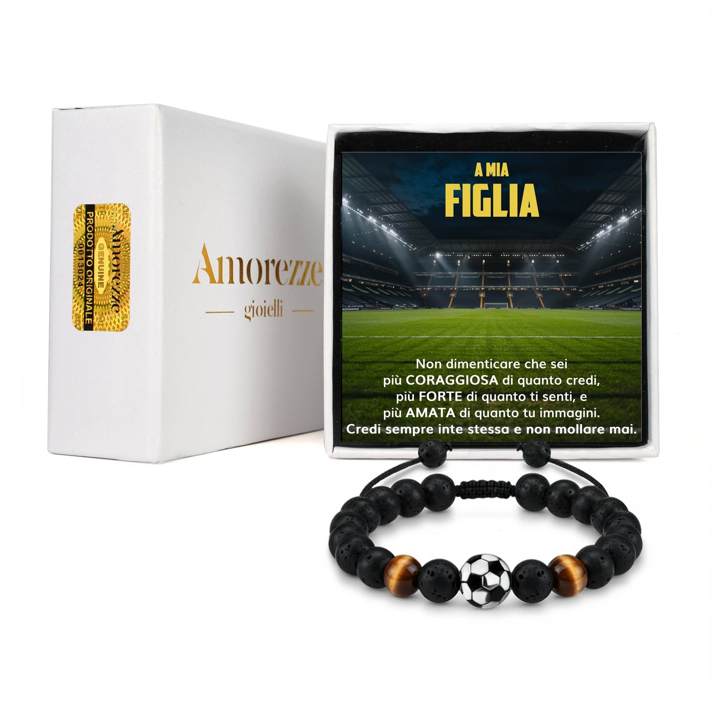 GoalGirl™ Bracciale regolabile pallone da Calcio con dedica "A mia figlia"