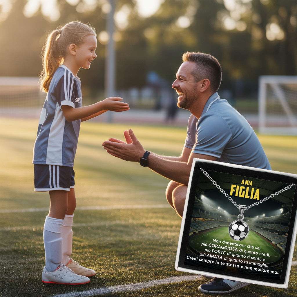 GoalGirl™ Collana pallone da Calcio con dedica "A mia figlia"