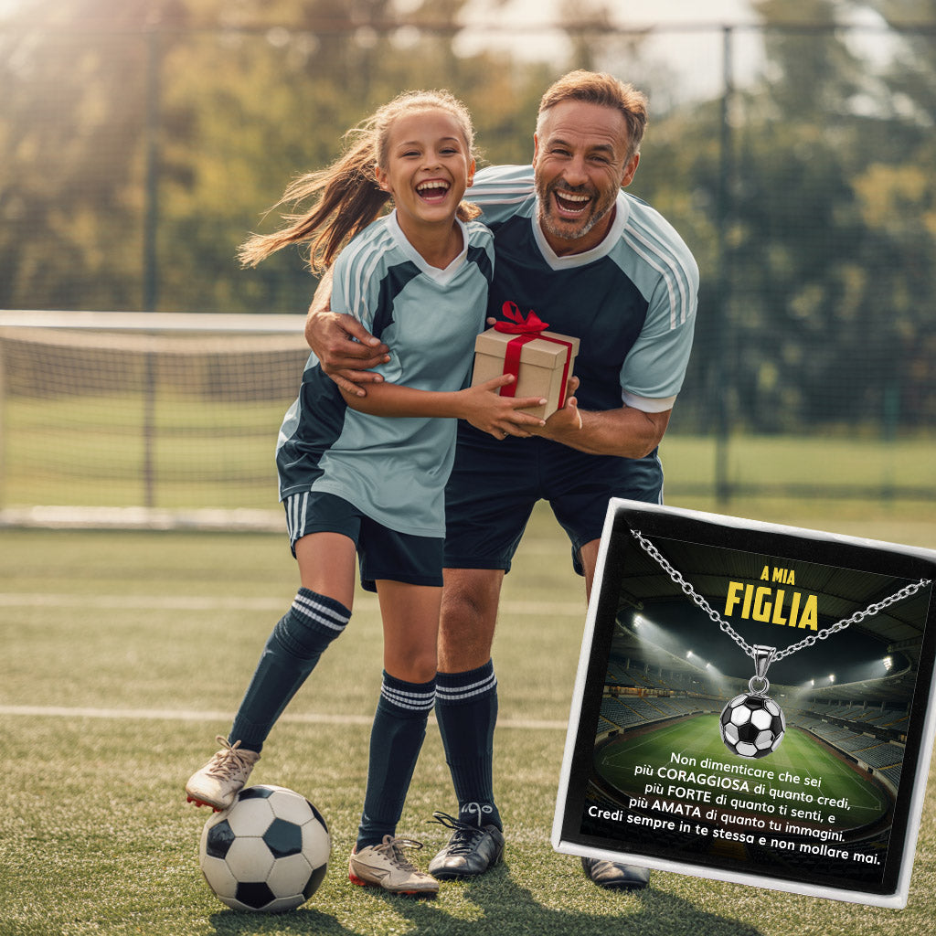 GoalGirl™ Collana pallone da Calcio con dedica "A mia figlia"