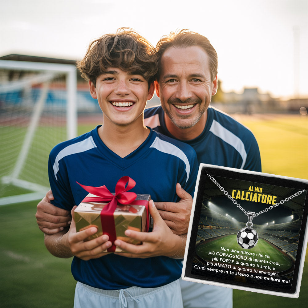 GoalBoy™ Collana pallone da Calcio con dedica "Al mio calciatore"