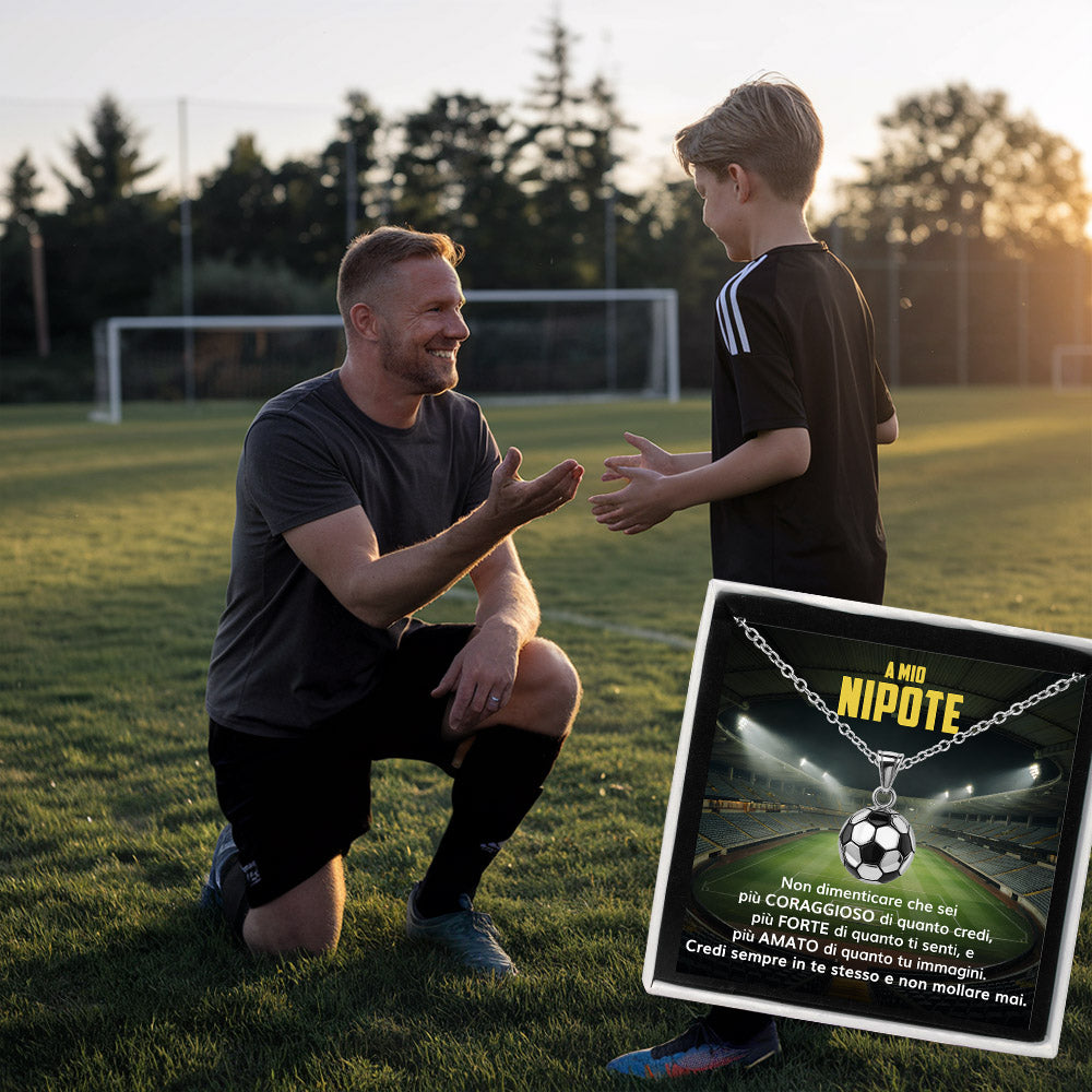 GoalBoy™ Collana pallone da Calcio con dedica "A mio nipote"
