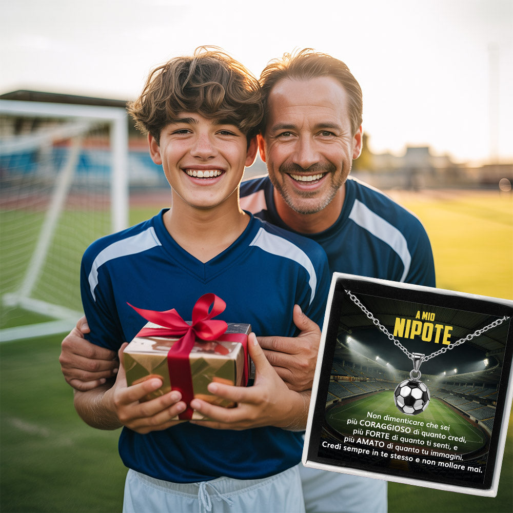 GoalBoy™ Collana pallone da Calcio con dedica "A mio nipote"