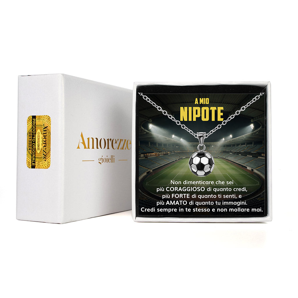 GoalBoy™ Collana pallone da Calcio con dedica "A mio nipote"