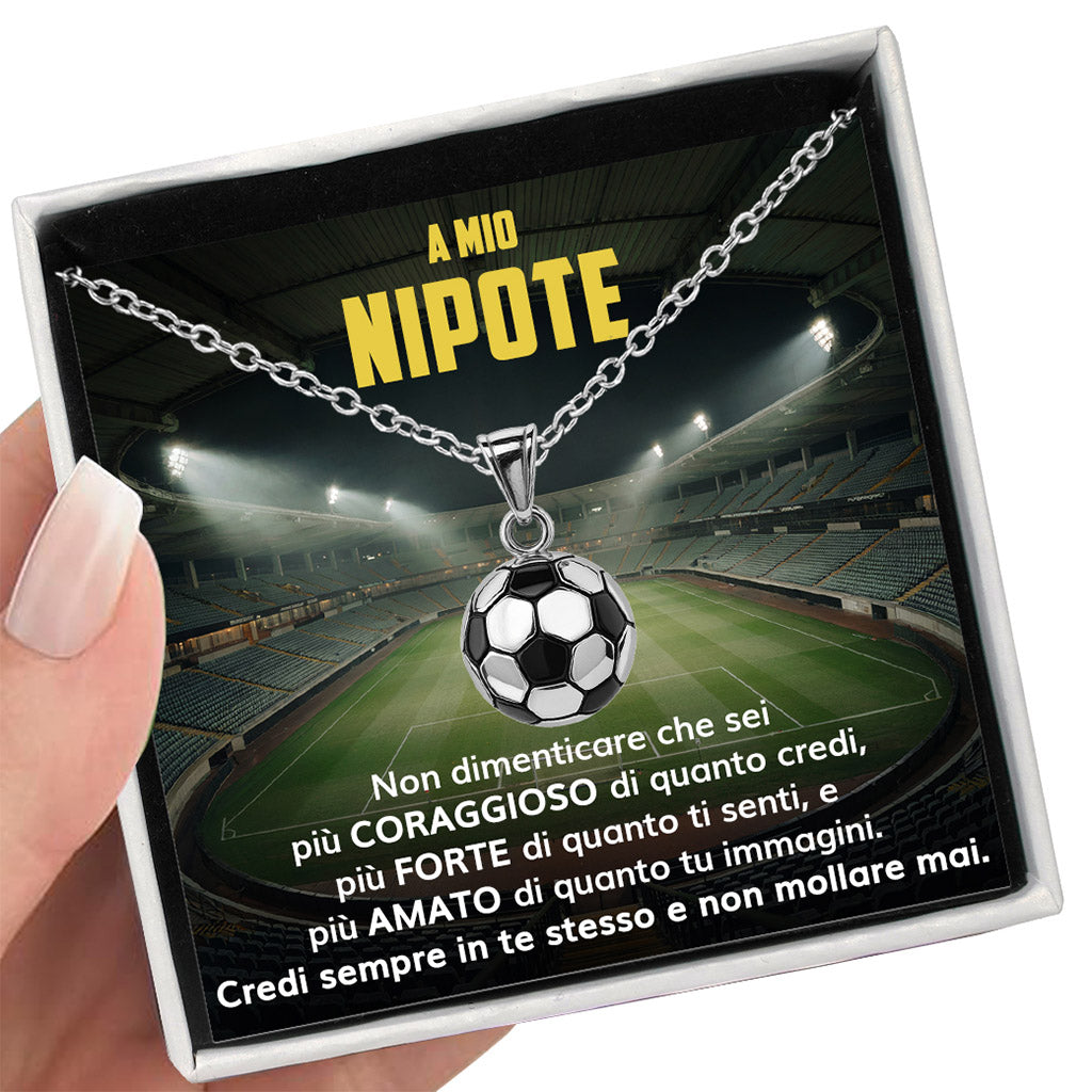 GoalBoy™ Collana pallone da Calcio con dedica "A mio nipote"