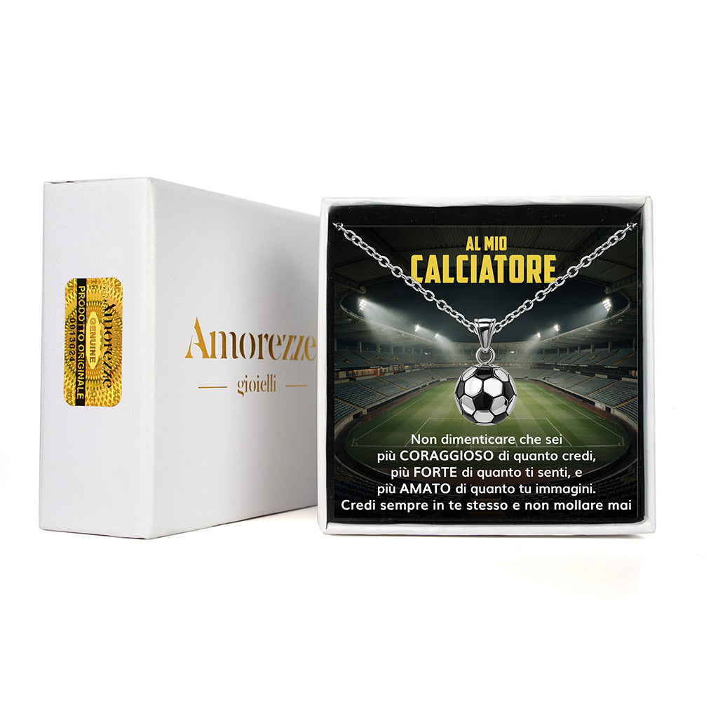 GoalBoy™ Collana pallone da Calcio con dedica "Al mio calciatore"