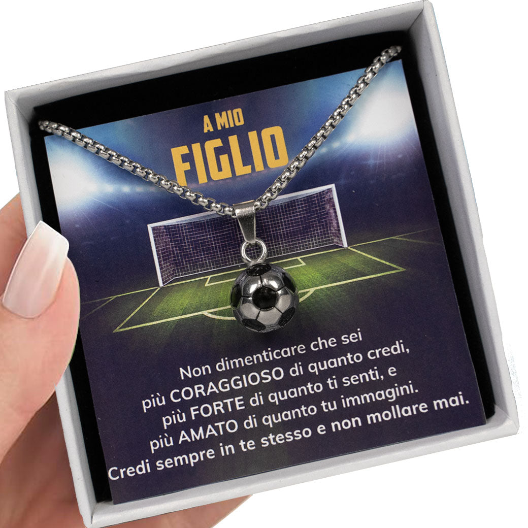 GoalBoy™ Collana pallone da Calcio con dedica "A mio figlio" (COD)