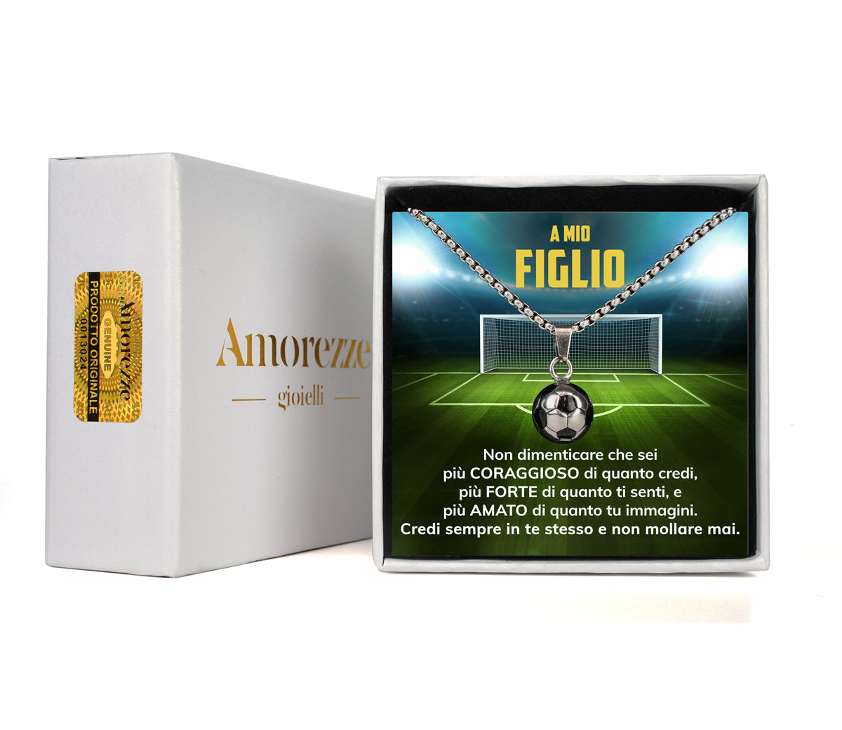 GoalBoy™ Collana pallone da Calcio con dedica "A mio figlio"