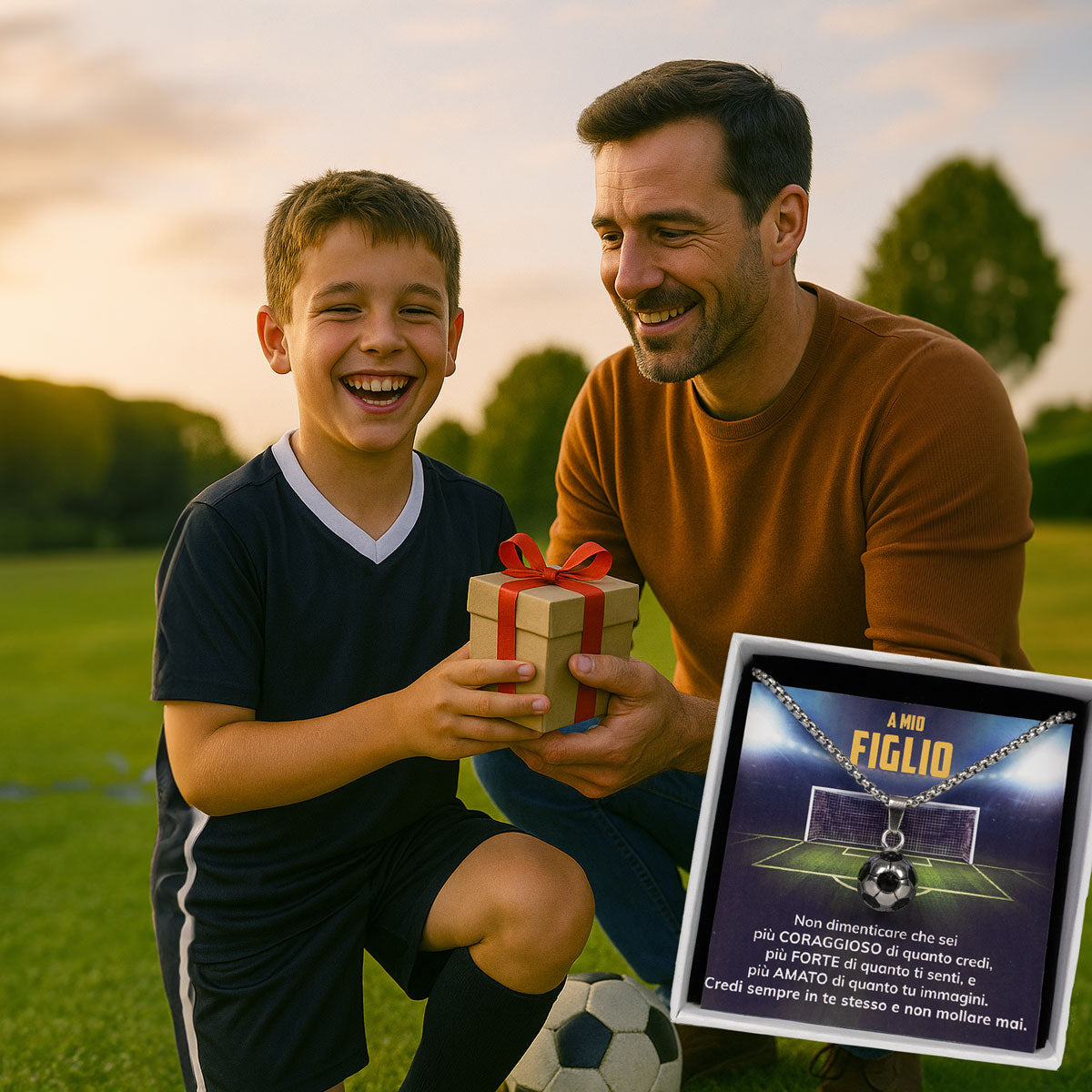 GoalBoy™ Collana pallone da Calcio con dedica "A mio figlio"