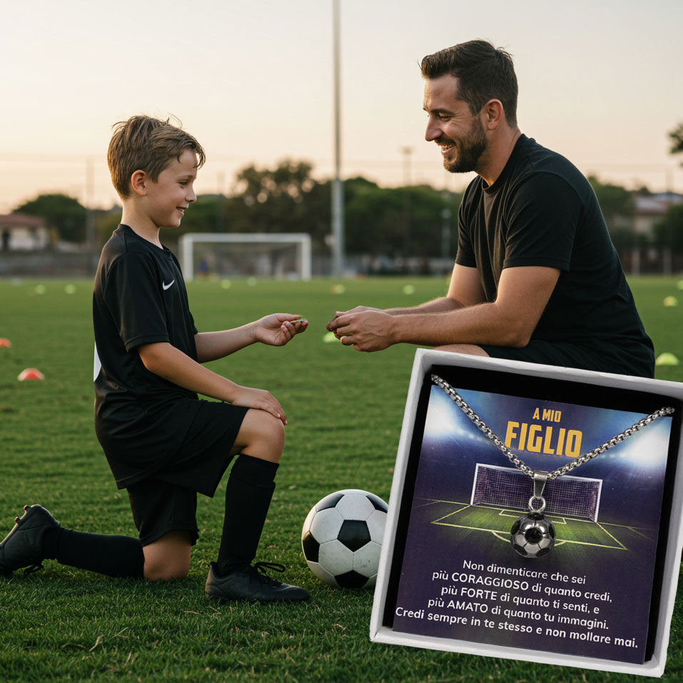 GoalBoy™ Collana pallone da Calcio con dedica "A mio figlio"
