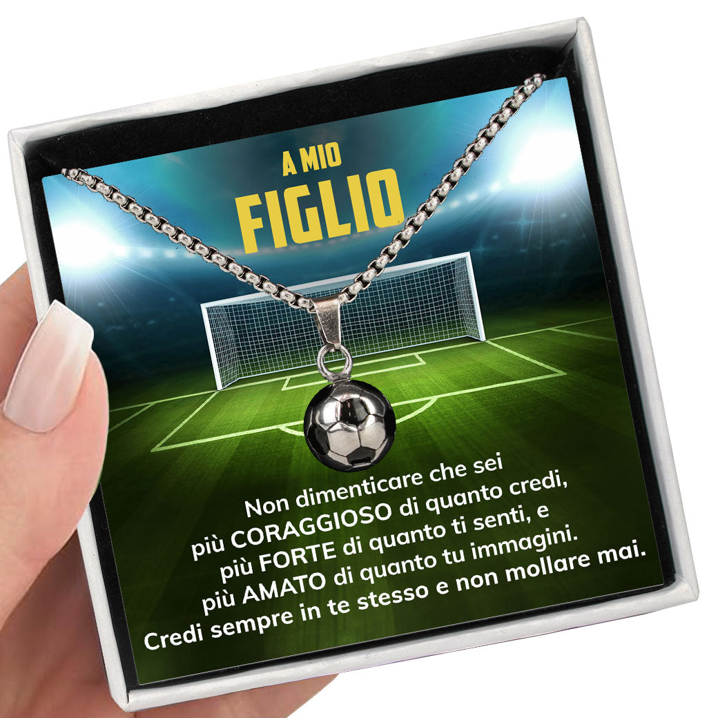 GoalBoy™ Collana pallone da Calcio con dedica "A mio figlio"