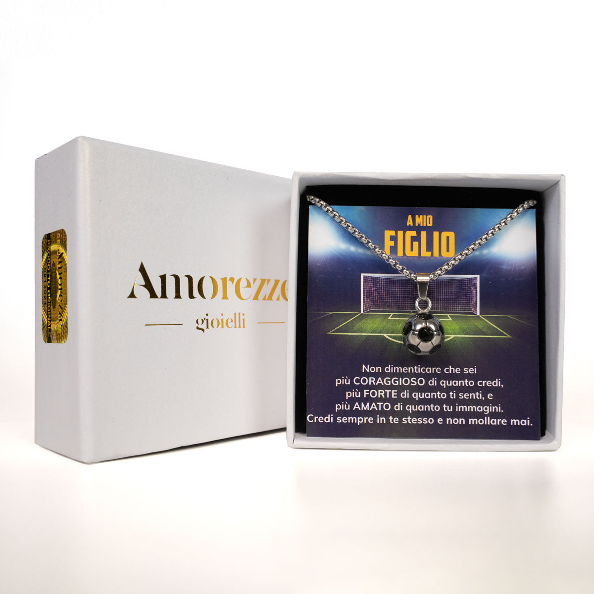 GoalBoy™ Collana pallone da Calcio con dedica "A mio figlio" (COD)