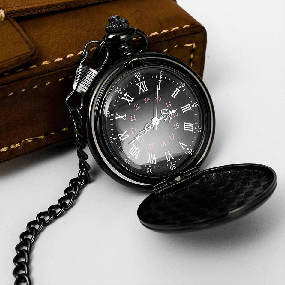 Orologio da taschino con dedica incisa "Alla mia fidanzata" - Nero