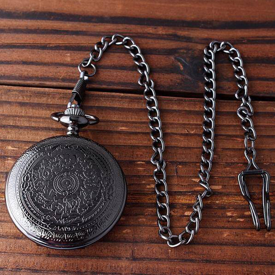 Orologio da taschino con dedica incisa "Alla mia fidanzata" - Nero