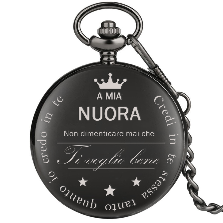 Orologio da taschino con dedica incisa "Alla mia nuora" - Nero
