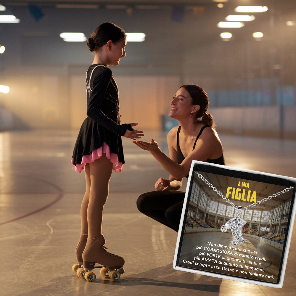 SkateGirl™: Pattini a Rotelle Argento con dedica “A mia figlia”