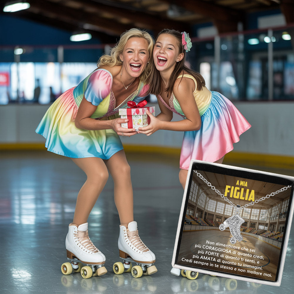 SkateGirl™: Pattini a Rotelle Argento con dedica “A mia figlia”