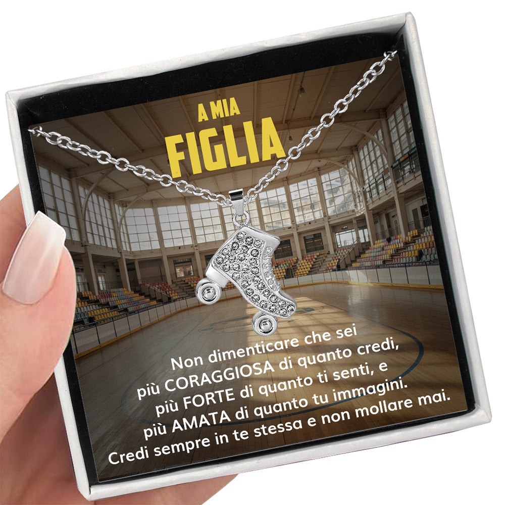 SkateGirl™: Pattini a Rotelle Argento con dedica “A mia figlia”