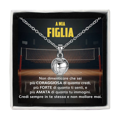 VolleyGirl™ Collana palla da pallavolo con dedica “A mia figlia”