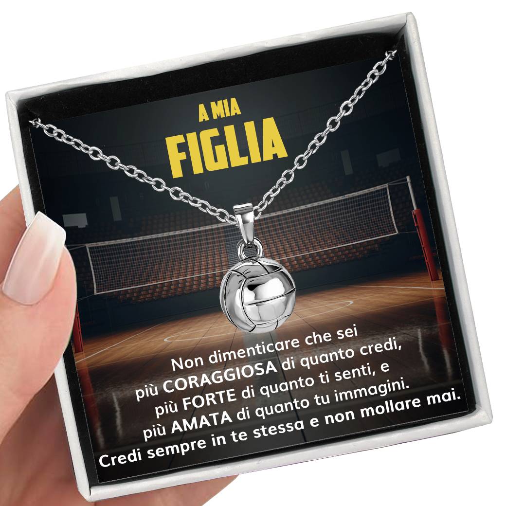 VolleyGirl™ Collana palla da pallavolo con dedica “A mia figlia”