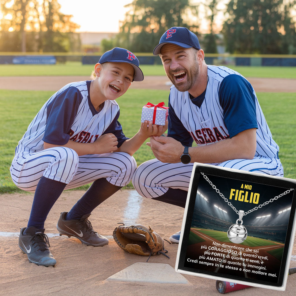 BaseBoy™ Collana palla da Baseball con dedica "A mio figlio"