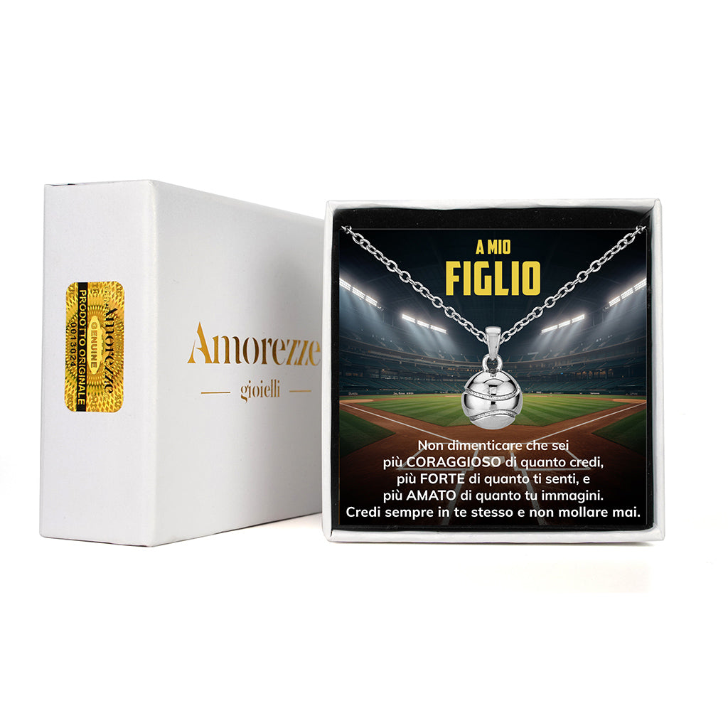 BaseBoy™ Collana palla da Baseball con dedica "A mio figlio"