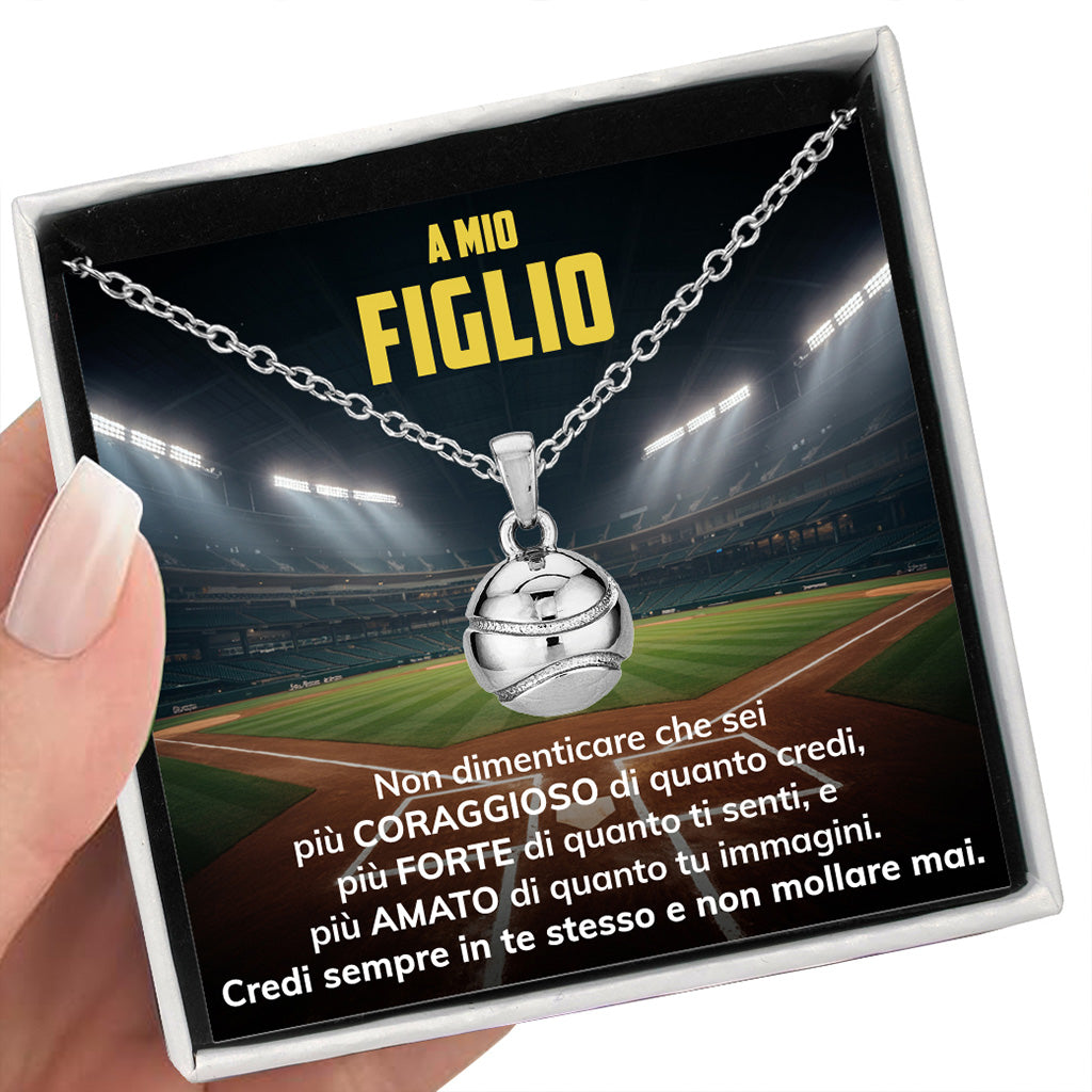 BaseBoy™ Collana palla da Baseball con dedica "A mio figlio"