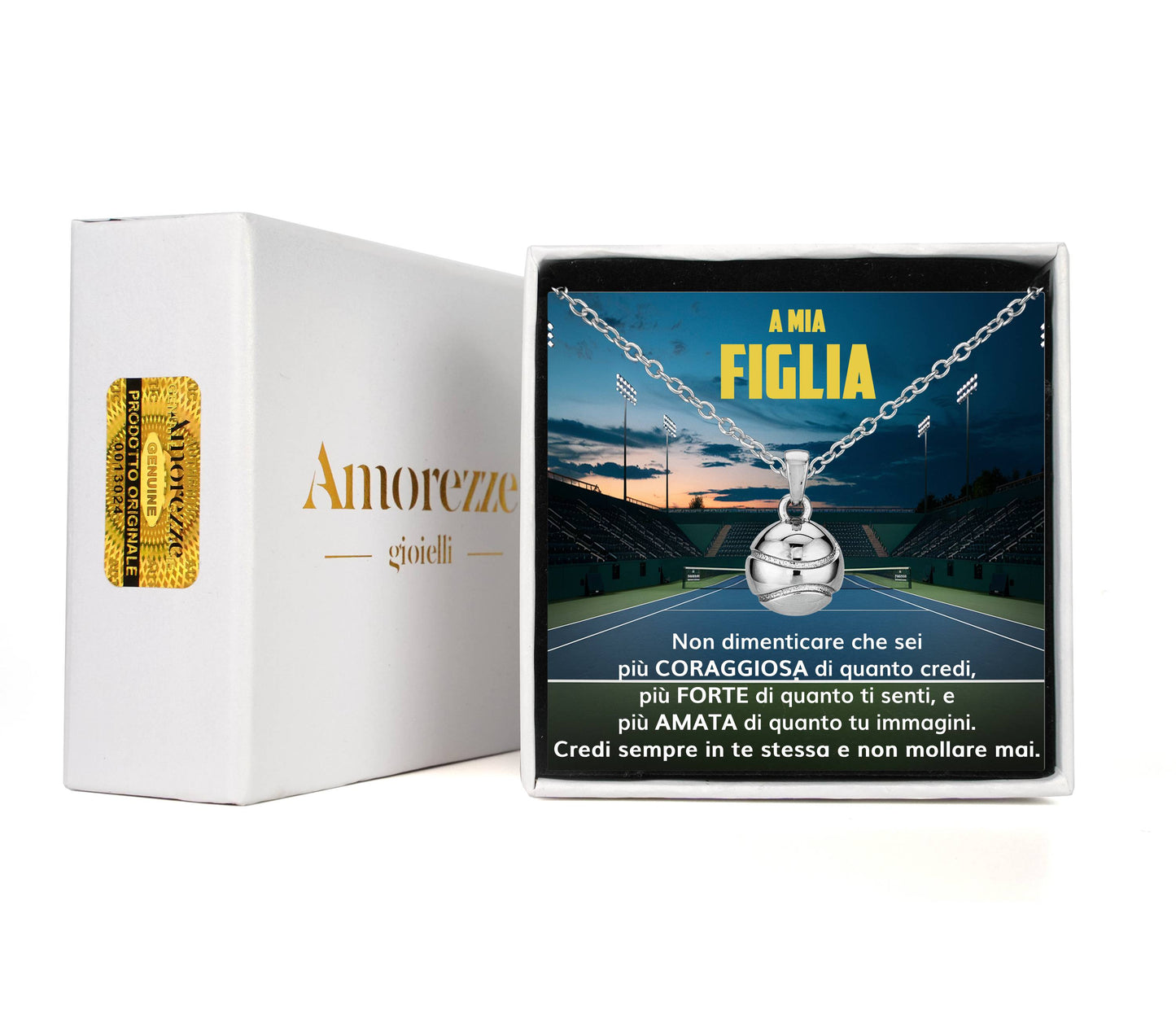 TennisGirl™ Collana palla da tennis con dedica "A mia figlia"