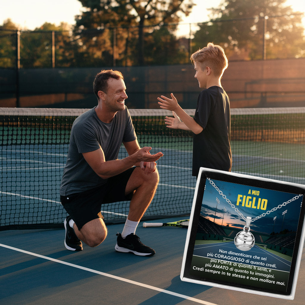 TennisBoy™ Collana palla da tennis con dedica "A mio figlio"