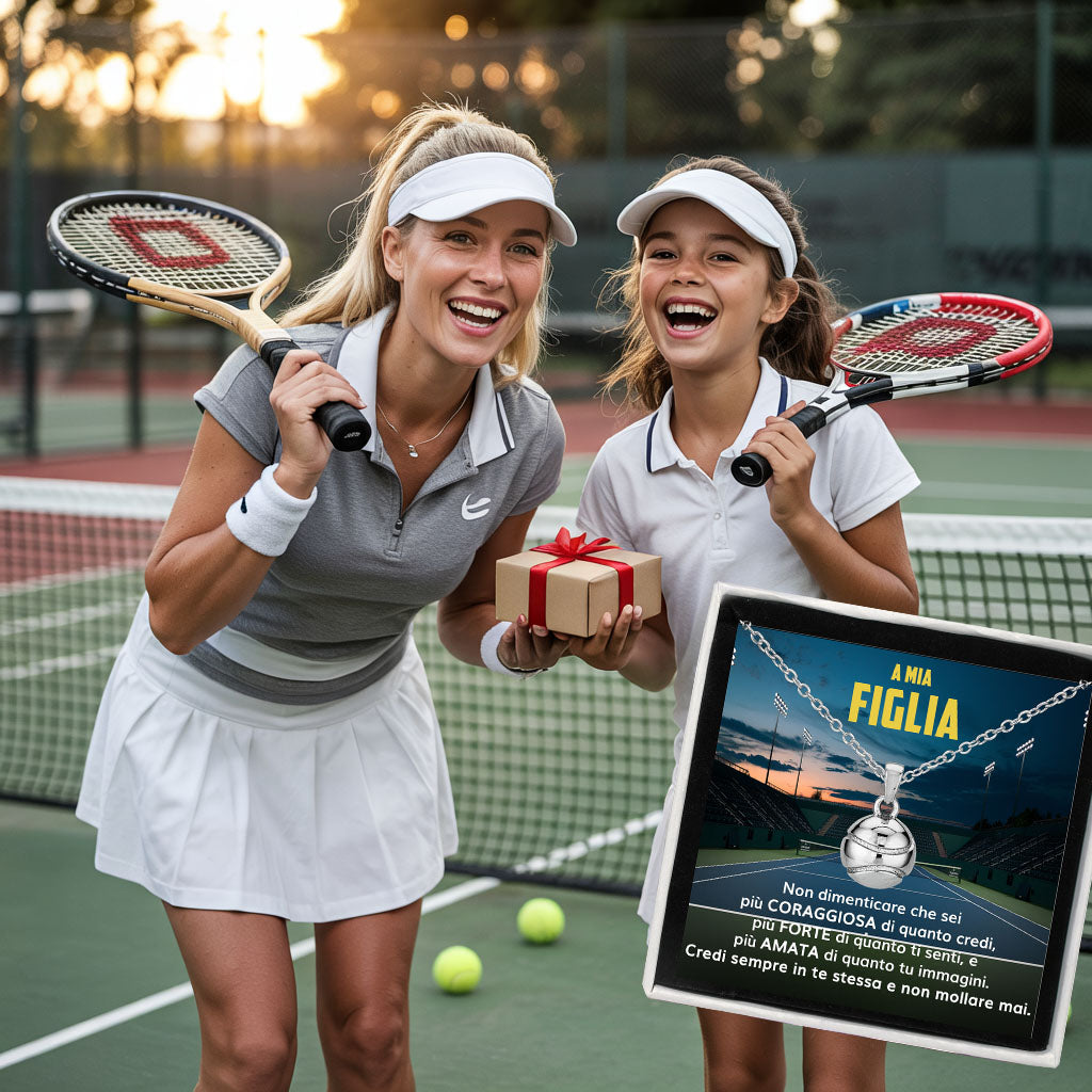 TennisGirl™ Collana palla da tennis con dedica "A mia figlia"