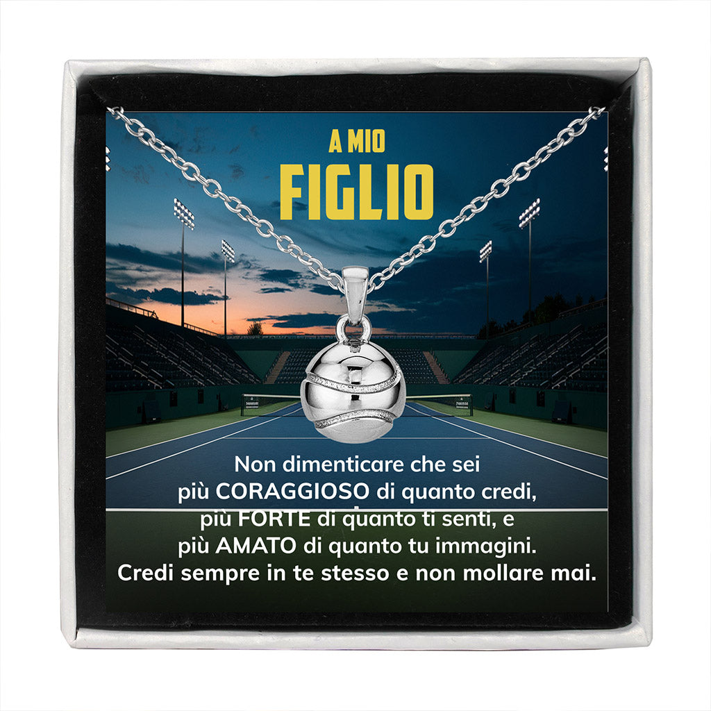 TennisBoy™ Collana palla da tennis con dedica "A mio figlio"
